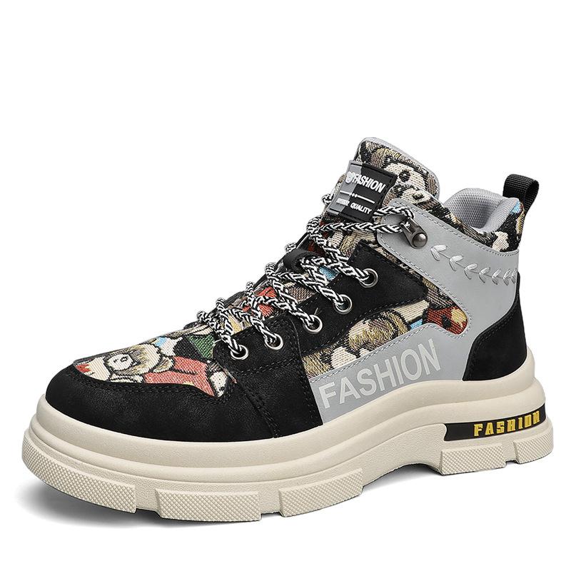 

Autumn and winter lace-up casual big head shoes cute wind bear high-top Martin boots retro matte leather platform men s shoes S782 39
