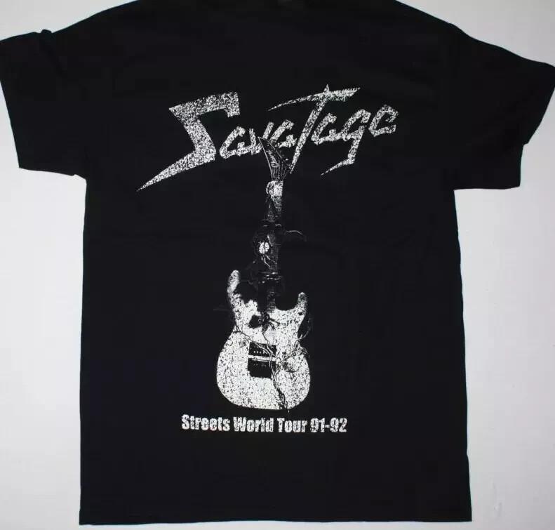 Camiseta Negra Unisex Savatage Streets World Tour Vintage de Algodón Tallas S-4XL Camiseta Unisex