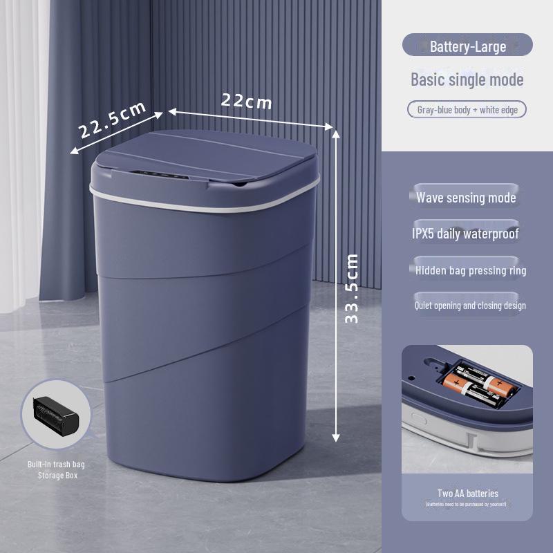 

Розумний побутовий сміттєвий бак на 24 л із вбудованим кільцем тиску та трирежимним автоматичним датчиком 18L Battery Model (Single Mode) сірий колір