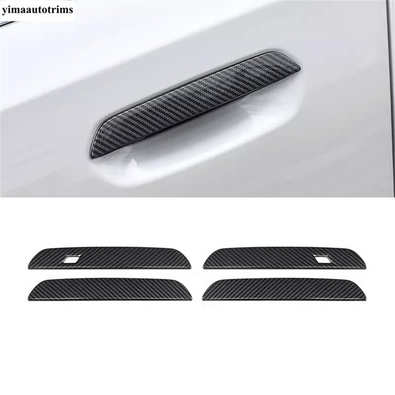 Rearview Mirror Cap / Door Handle Bowl Frame Decoration Cover Trim ABS Carbon Fiber Accessories For BMW 5 Series G60 2024 2025
