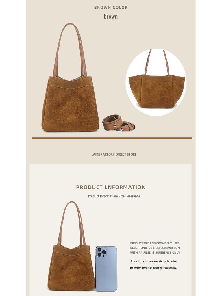 Autumn/Winter Suede Leather Deformable Basket Handbag - Crossbody & Shoulder Bag.