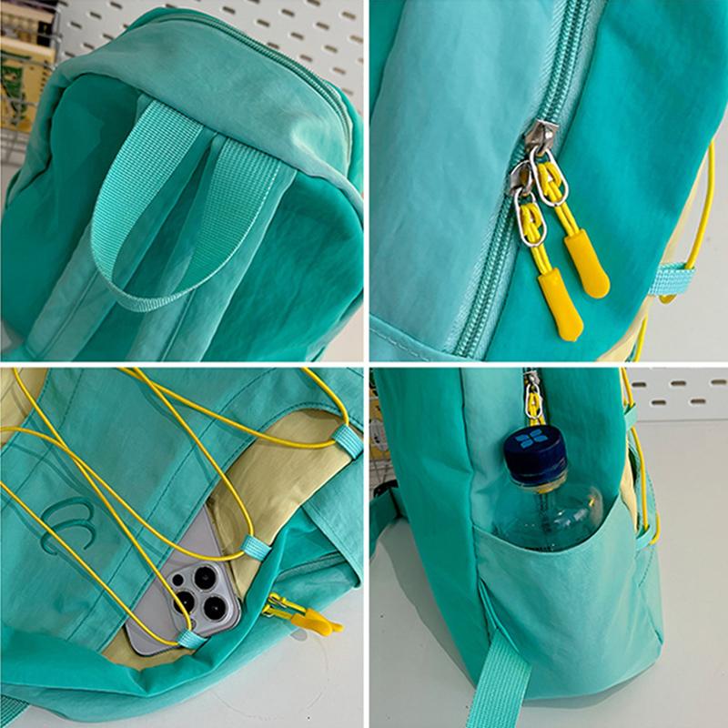SCIONE New Fashion Backpack Japanese Style Stitching Contrast Drawstring Backpack Lightweight Sports Outdoor Travel Bag Student Schoolbag