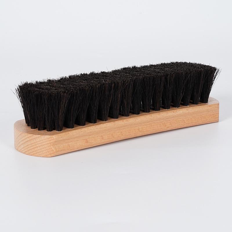 Beech Wood Horsehair Shoe Brush for Leather Care - Soft Bristles