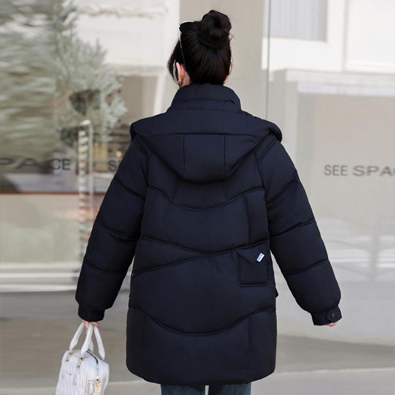 Autumn and Winter Korean Version Hooded Bread Jacket, Thick Down Cotton Jacket, Medium To Long Down Jacket, Loose Outer Jacket, Cotton Jacket