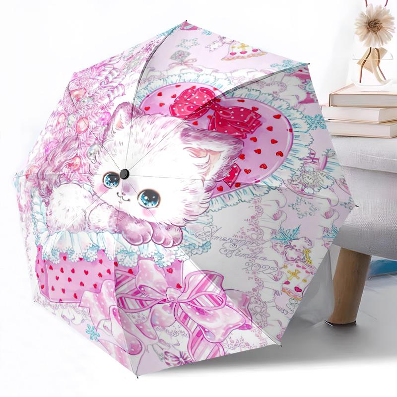 Kittens And Butterflies Garden Portable Automatic Umbrella Compact 8-Rib weight weight Durable Everyday Carry Umbrella Fashion Lovers