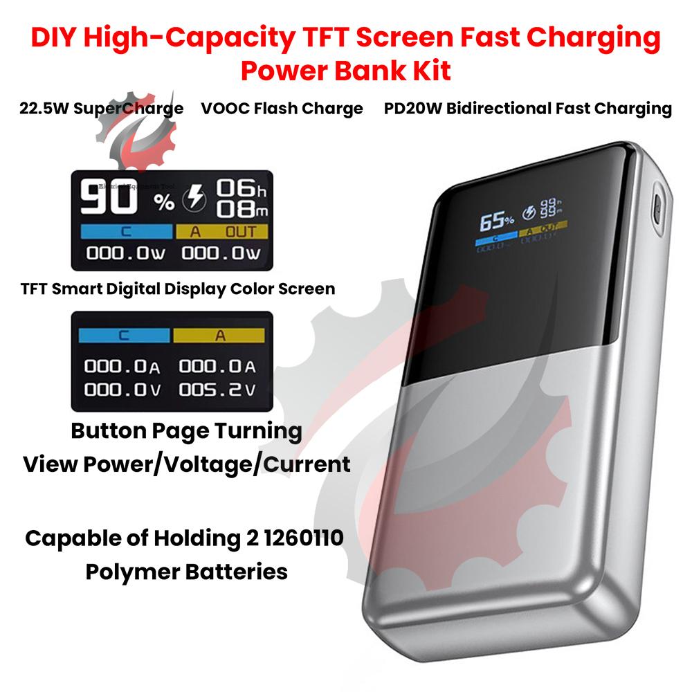 3.7V PD/QC/VOOC Type-C 22.5W Fast Charging Module TFT Color Screen Digital Tube Display Fast Charging Mobile Power Motherboard