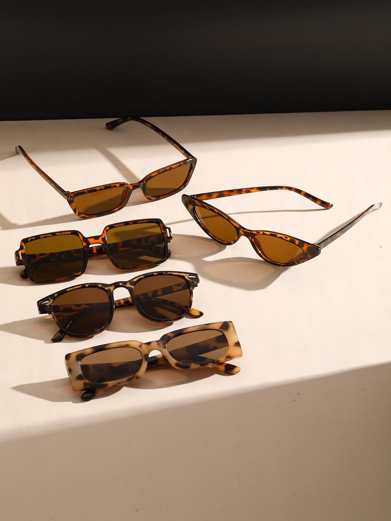 5Pcs Unisex Geometric Fashion Subglasses For Cool Outdoor Travel Daily Life