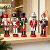Handmade Solid Wood Soldiers 5Pcs Christmas Wooden Nutcracker Ornaments, Soldier Figurines with Hanging Rope, Desktop for Home Decor Classic Pendants
