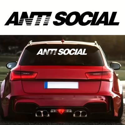 Pegatinas de Letras ANTI SOCIAL para Parabrisas Delantero y Trasero de Coche Calcomanías de Vinilo Gráfico "SOC" Decoración de Ventana y Carrocería de Vinilo