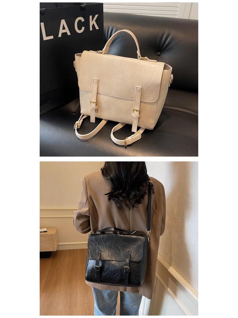 2025 Stylish & Versatile Messenger Bag: Large-Capacity Retro Leather Briefcase Backpack for College & Commute