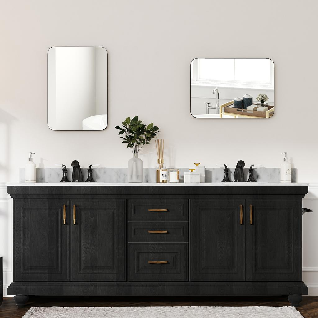 70 x 50cm Curved Bathroom Mirror - Black
