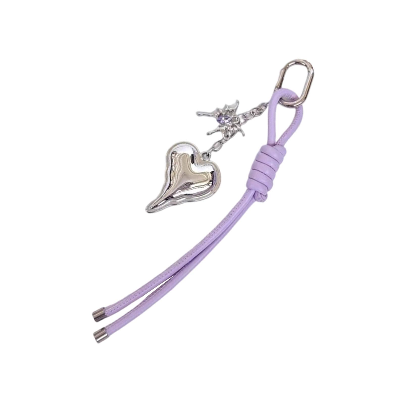 

Handwoven Leather Heart Keychain Alloy Accent Hanging Decoration Jewellery Accessory for Keys Bags Gift Giving фиолетовый