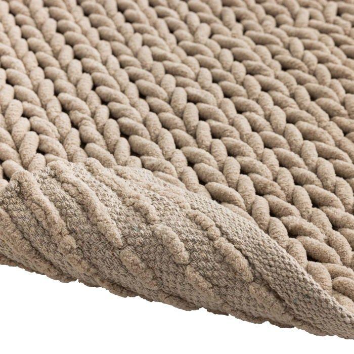 Tapis de bain - EDEN - Arielle - Chenille effet relief - 50 x 80 cm - Beige (Terracotta)