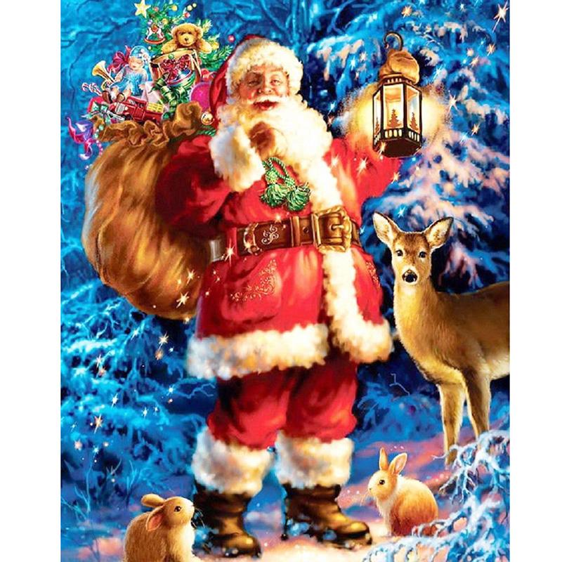 DIY 5D Diamond Painting Santa Claus Cartoon Full Round Drill Diamond Embroidery Christmas Winter Snow Cross Stitch Home Decor