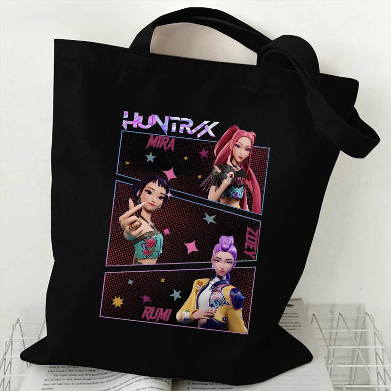 Kpop Witch Hunters Printed Canvas Bag Large Capacity Women's Daily Shopping Bag KTB