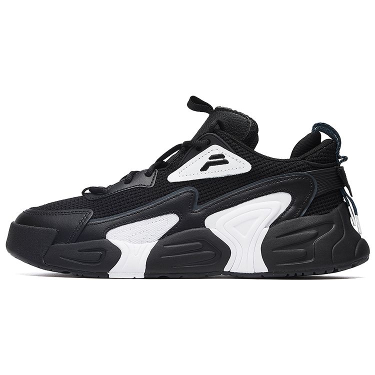 Fila Swarm Fabric Swirl Fashion Versatile Low-Top Retro Basketball Shoes Women Sneaker Black White F12W034124FBW