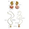 Summer Marine Style Matching Necklace Earrings Set With Seashells Pendant And Coral Accents For Women
