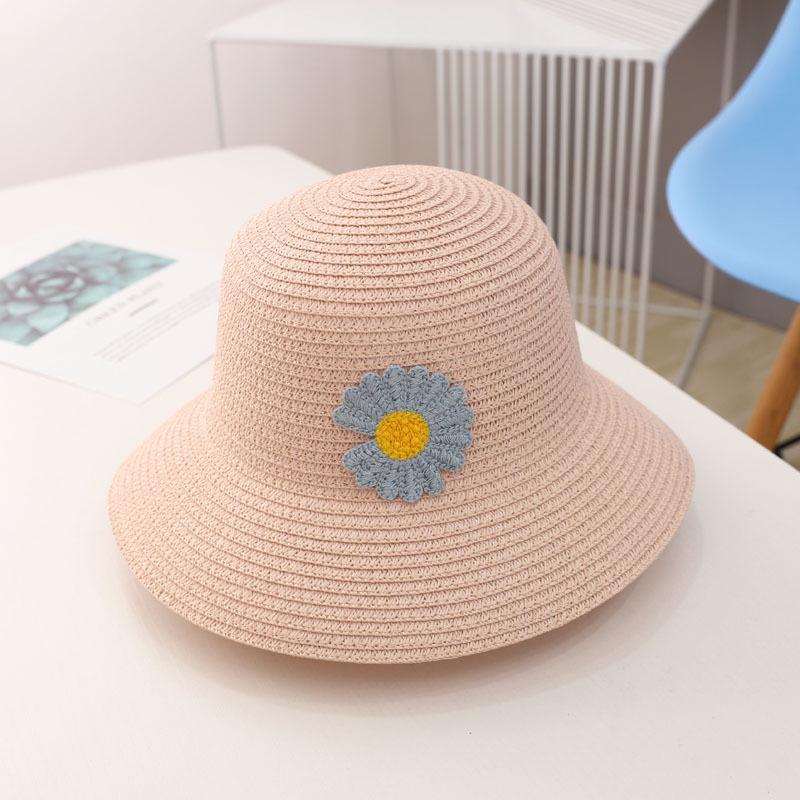 New parent-child sun hat summer straw hat large brim children's sun bucket hat basin hat bag set