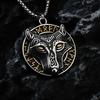 Golden Wolf Head Odin Rune Pendant for Men's Street Personality Stainless Steel Pendant Necklace Jewelry