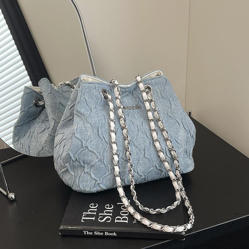 Niche Denim Bag Women's New Fashion Simple Chain Messenger Bag Commuter Shoulder Armpit Bag