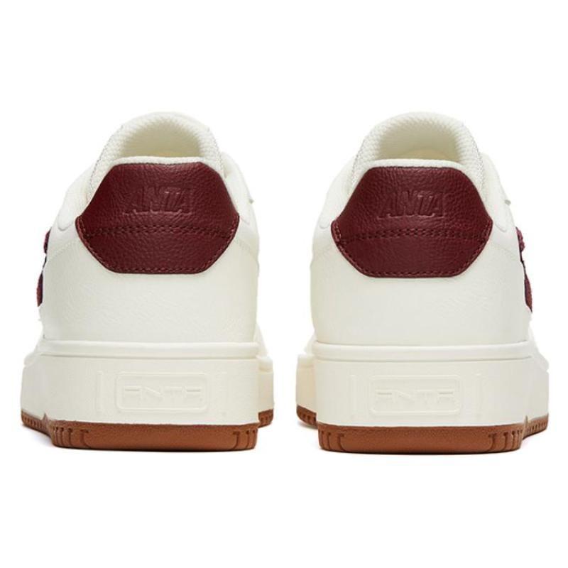 Anta Life Collection 0 Sensation Anti Slip Wear Resistant Low Top Skateboard Shoes Women's White Red Sneakers 922318060-3