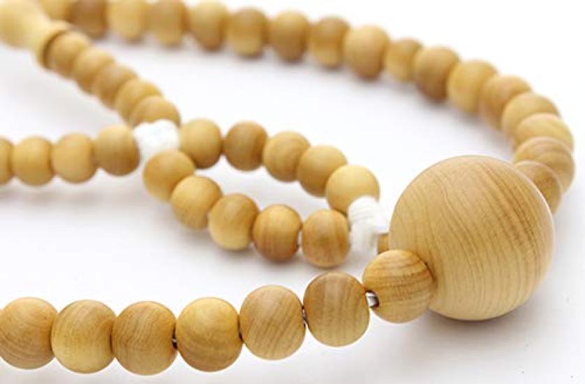Soka Gakkai prayer made in solid cotton wooden SGI yellow yang for men beads, natural, Kyoto, boxwood, tassel, beads, (Tsuge)