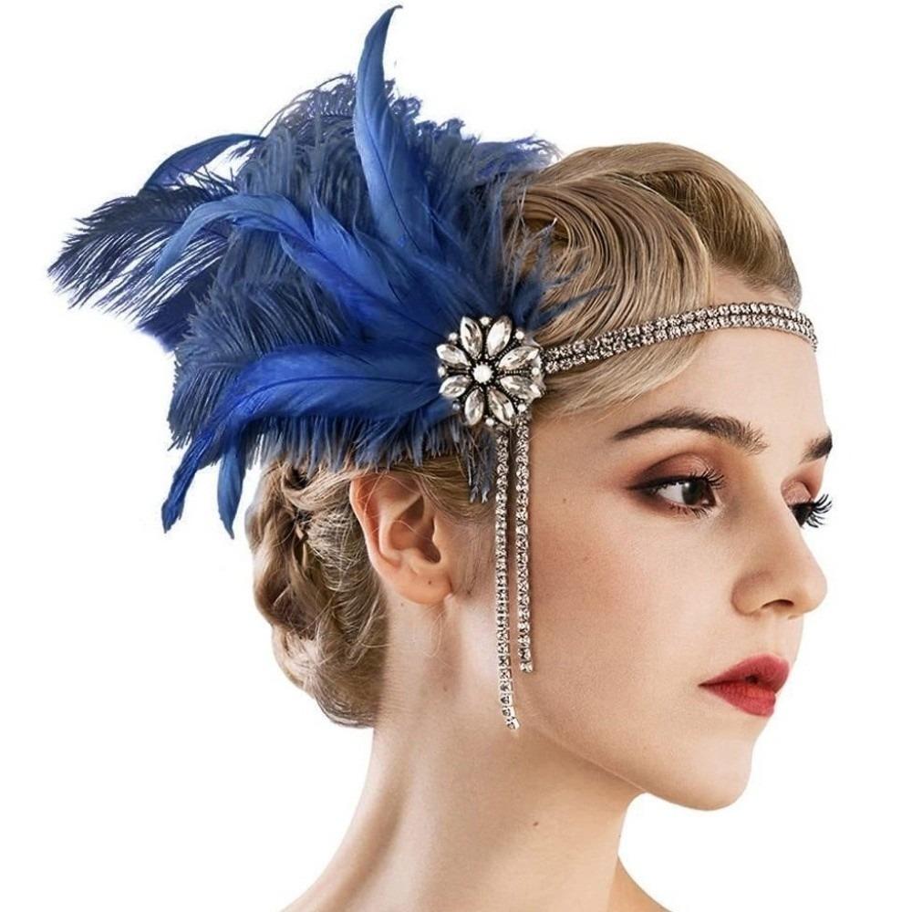 Water Diamond Feather Hairband 1920s Hair Band Hair Accessories Feather Headwear Brides Makeup