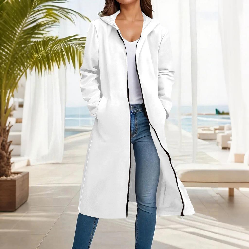 Women's Fashion Casual Plus Size Hooded  Long-Sleeve Solid Jacket