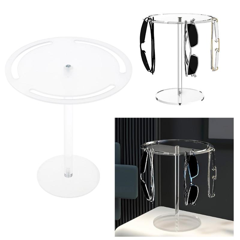 Round Acrylic Glasses Organizer Transparent Eyeglasses Rack Rotatable Display Stand for Sunglasses and Reading Glasses