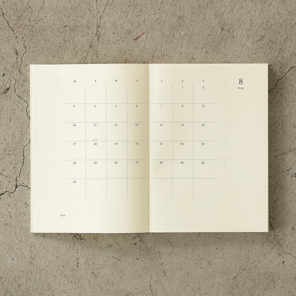 Midori MD Notebook 2026 A5 22405006 December Diary, Monthly, (Starts 2025)