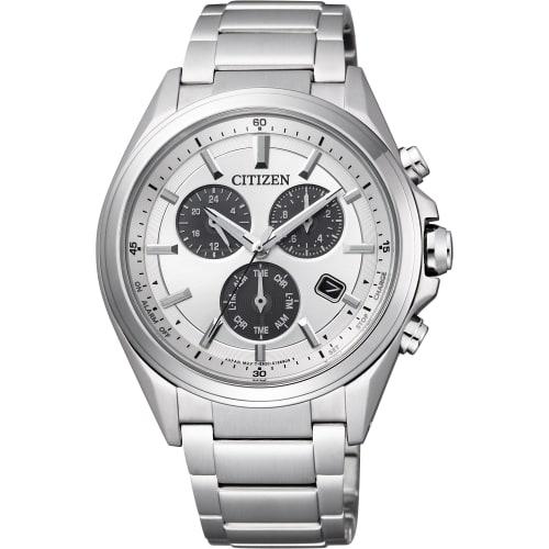 

Citizen Attesa Eco-Drive Watch with Metal Face and Multi-Function Chronograph, Silver, BL5530-57A