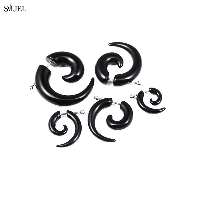 Punk New Fashion Spiral Earrings Tapers Snail Ear Expanders Black Earring 4/5/6/8/10 Mm Body Jewelry Men Women Ear Plug Piercing