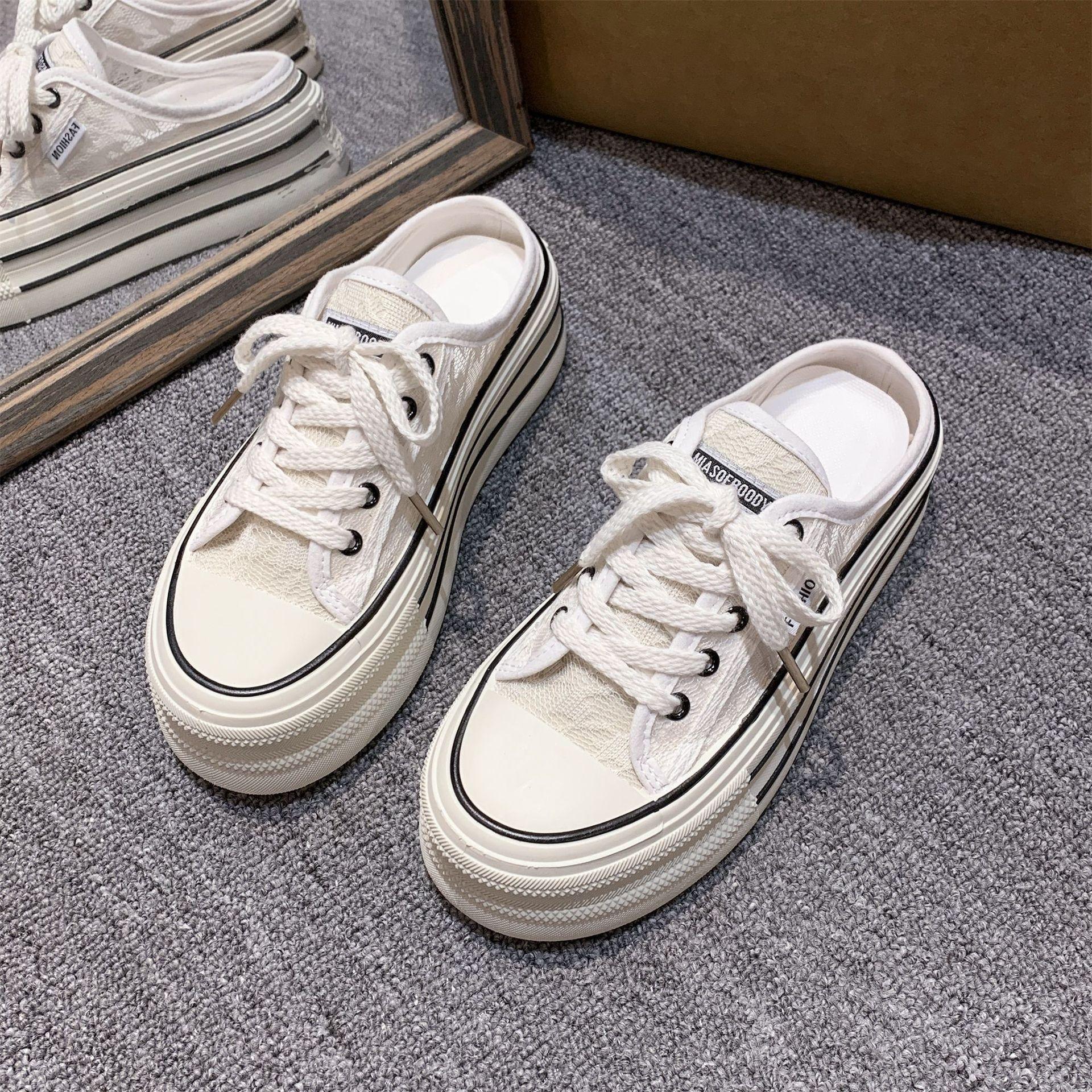 

Baotou board shoes women s summer wear 2025 new mesh shoes versatile breathable mesh heel-free muffin women s shoes 40 бежевый