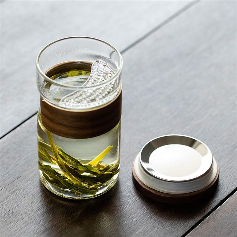 Heat Resistant Glass Tea Cup with Filter Chinese Kung Fu Tea Set Puer Flower Tea Mugs Household Transparent Convenient Teaware