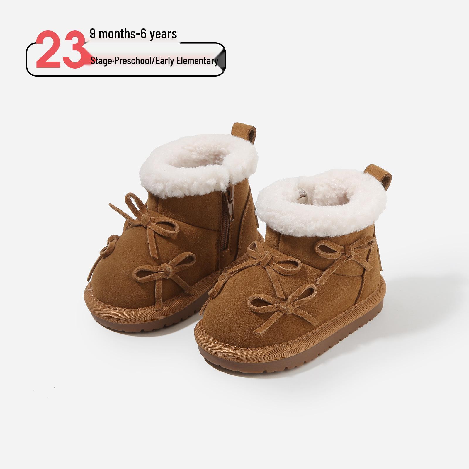 

2025 Bow Princess Snow Boots: Cozy Velvet Winter Shoes for Girls & Toddlers Factory order 15-19 (120 pairs) верблюд