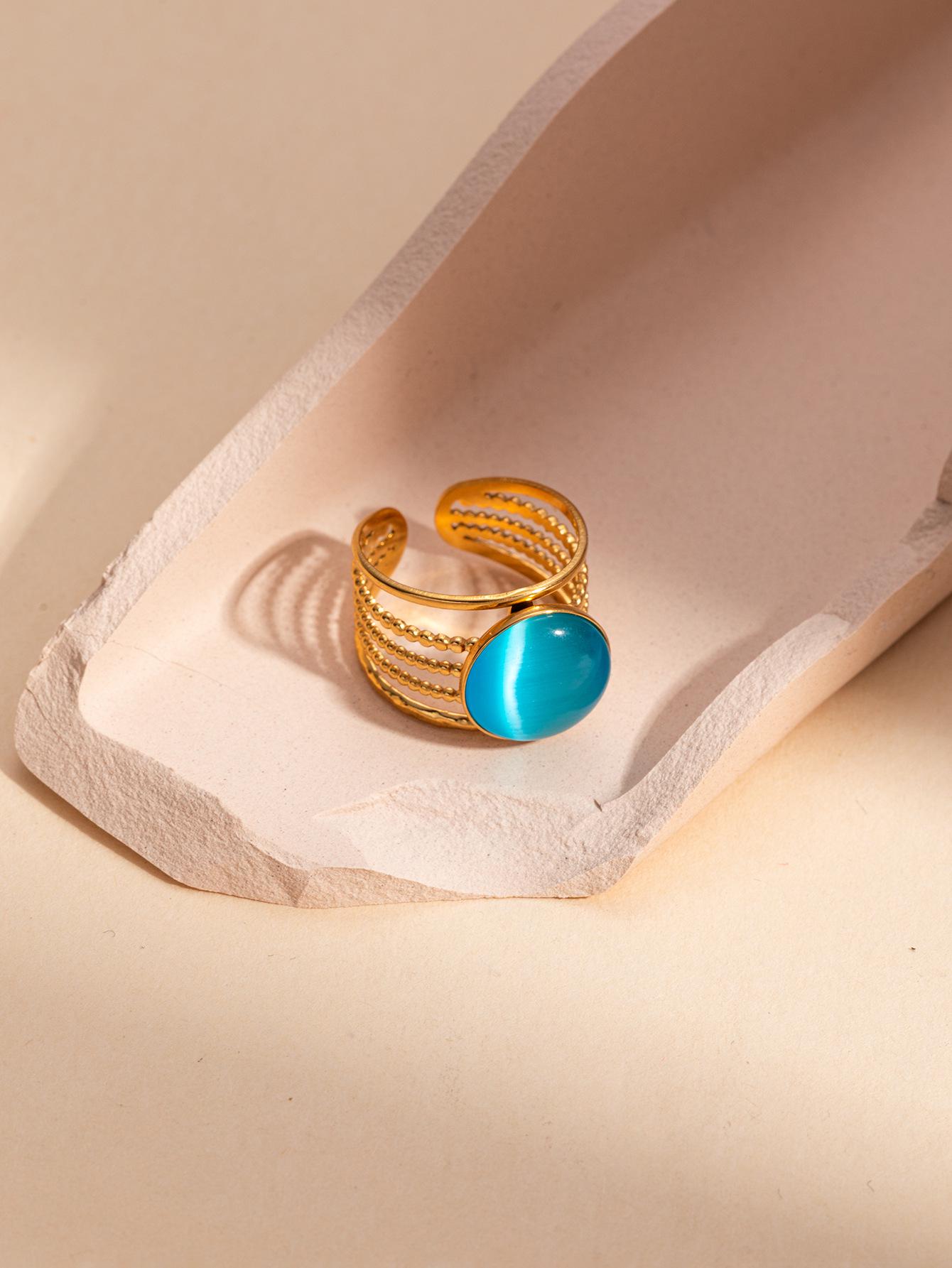 

Французское ретро кольцо из титановой стали с перламутром и бирюзой One Size