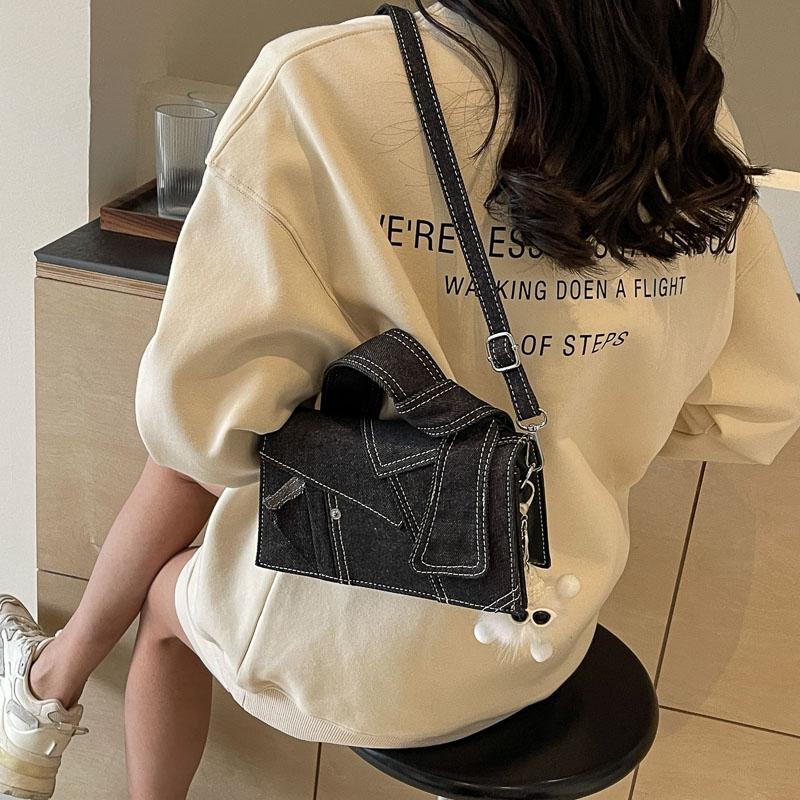 Denim Handbag Women's Crossbody Bag Fashionable Shoulder Commuter Small Square Bag