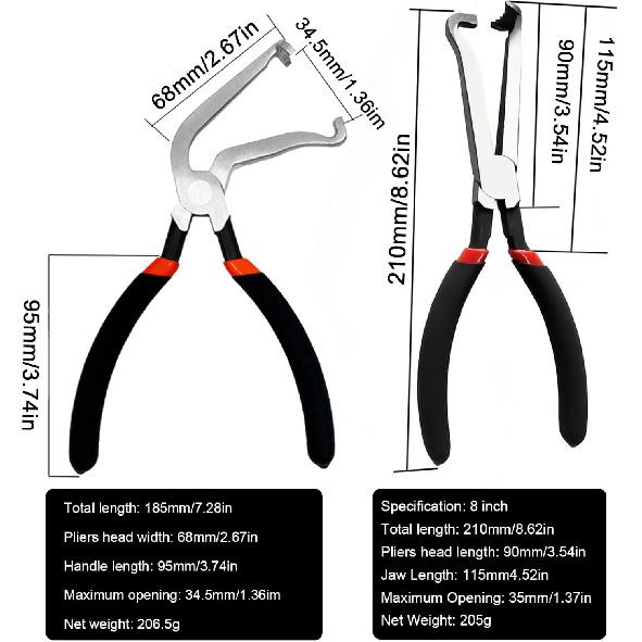 2Pcs Electrical Disconnect Pliers, Electrical Connector Pliers for Cars, Fuel Line Petrol Clip Pipe Plier, Automotive Hose Disconnect Tools for Push