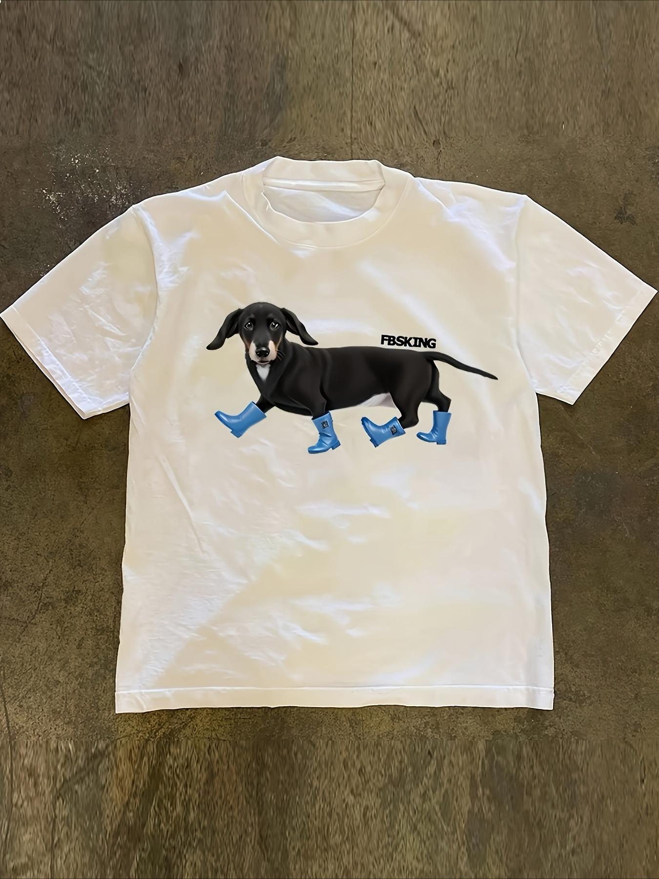 

Trendy American Style Short Sleeve T-shirt with Dachshund Dog Print Perfect for Summer 2025 with A Trendy and Versatile Design 4XL