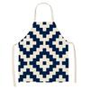 Kitchen Apron Navy Blue Geometric Pattern Kitchen Sleeveless Apron Linen Bib Home Cleaning Tools Cooking Apron Dinner Apron
