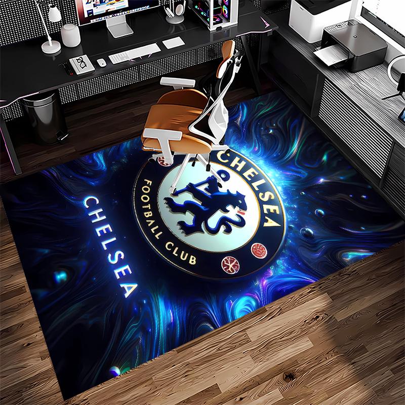 1pc Chelsea FC logo Print Area Rug - Soft,Washable Non-Slip Indoor Mat for Office Chairs,Living Room,Home Office Decorative Rug