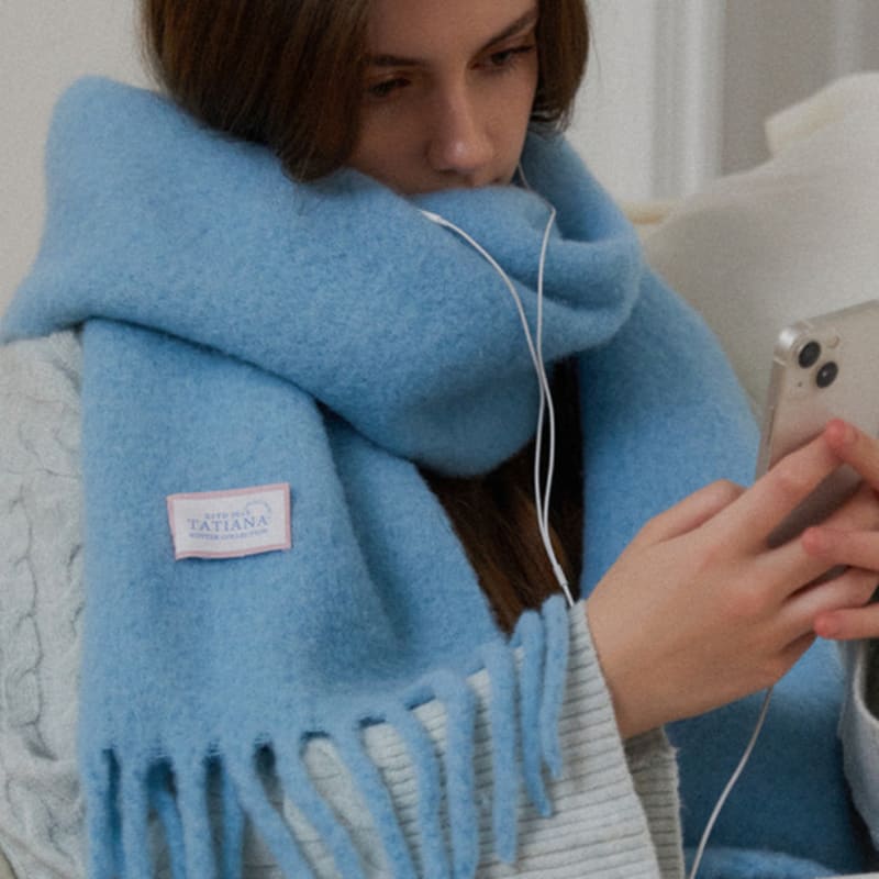 

TATIANA Cloudy Puff Wool Blended Muffler MF8101 11 Colors BLACK