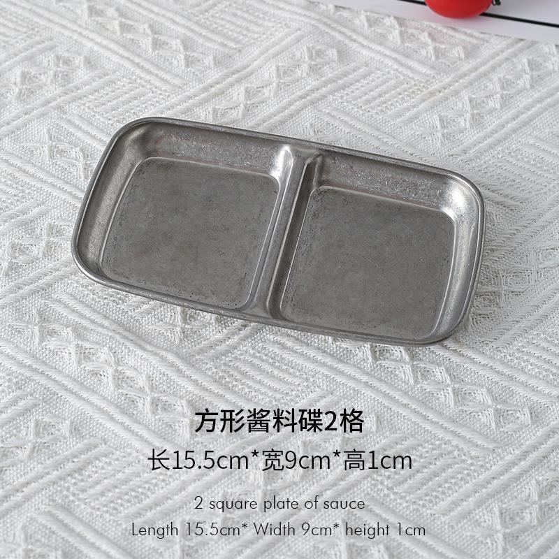 Korean Style Stainless Steel Seasoning Plate Sauce Dish Hot Pot Seasoning Roast Meat Sauce Western Restaurant BBQ Tableware