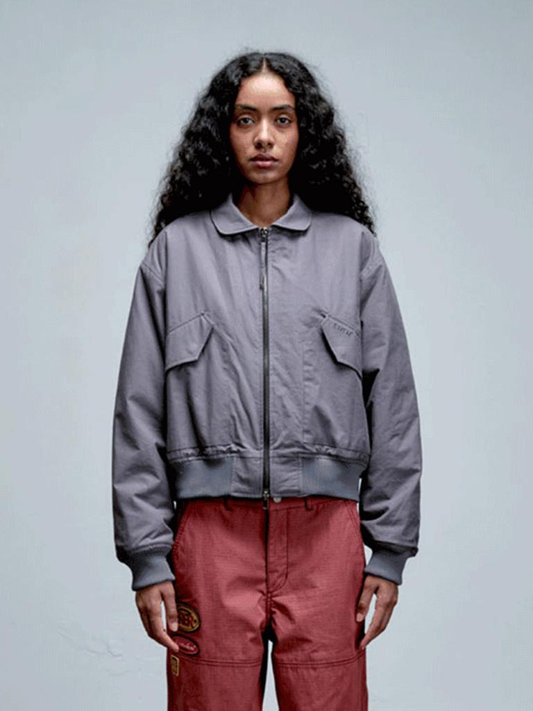 Erer Washed Bomber Jacket Purple