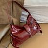 Autumn New Personality Trend Locomotive Style Baguette Large Capacity Shoulder Crossbody Underarm Bag Woman