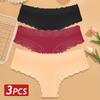 3PCS/Set Women Cotton Panties Floral Lace Brazilian Panties Sexy Low Waist Lingerie Female Soft Underwear Solid T-Back Bikini