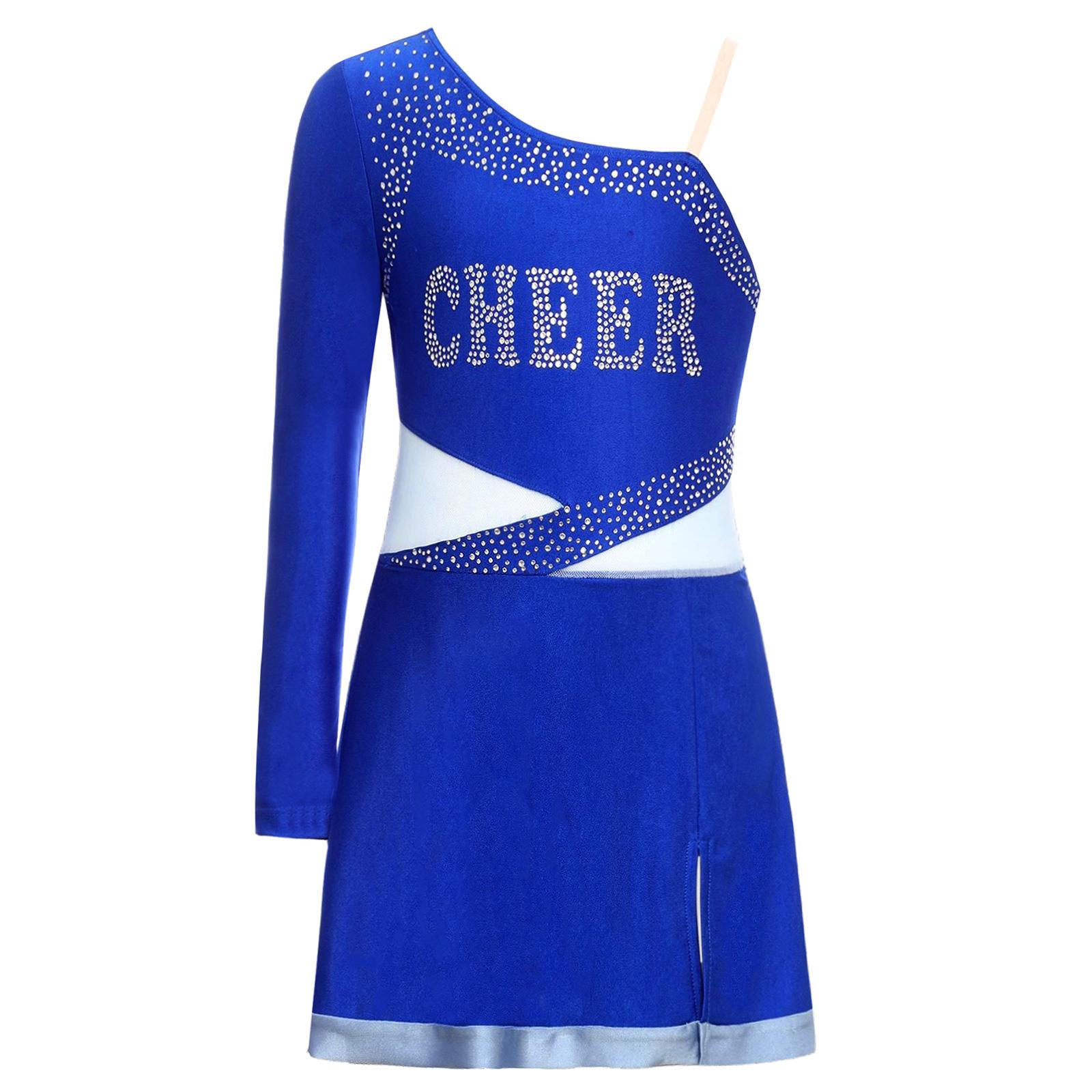 Girls Cheerleader Dance Costumes Stge Performance Cheerleading Dress Children Shiny Cheering Outfit Cheer Dance Wear Sets 6