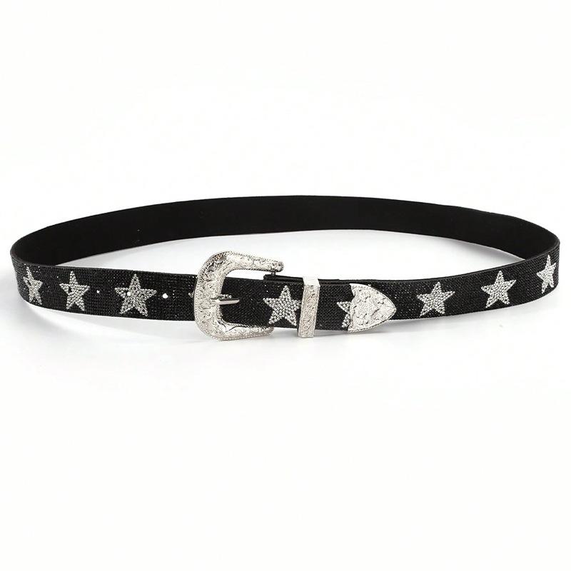 Minimalist Diamond Inlaid Belt Star Element Fashion Versatile High Grade Wide Belt For Men And Women Decoration