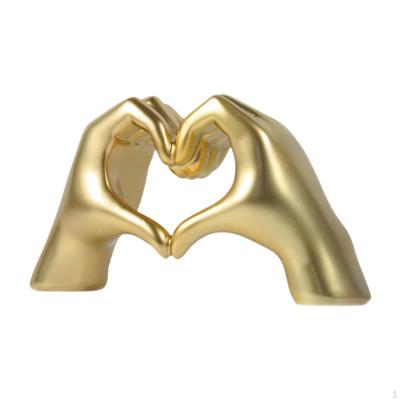 Heart Hand Sculpture Desktop Ornament Crafts Love Finger Statue Gesture Figurine for TV