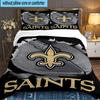 Who Dat Nation Football 3pcs Bedding Set,Including 1pc Duvet Cover And 2pcs Pillowcases Perfect Gift for Christmas,Ideal for Bedroom, Dormitory